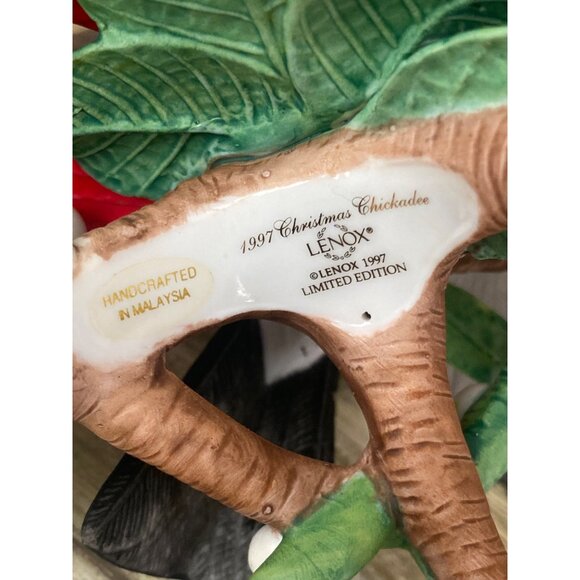 Lenox 1997 Christmas Chickadee • Ltd Ed Poinsettia Bird • COA Included NO Box - Picture 11 of 13